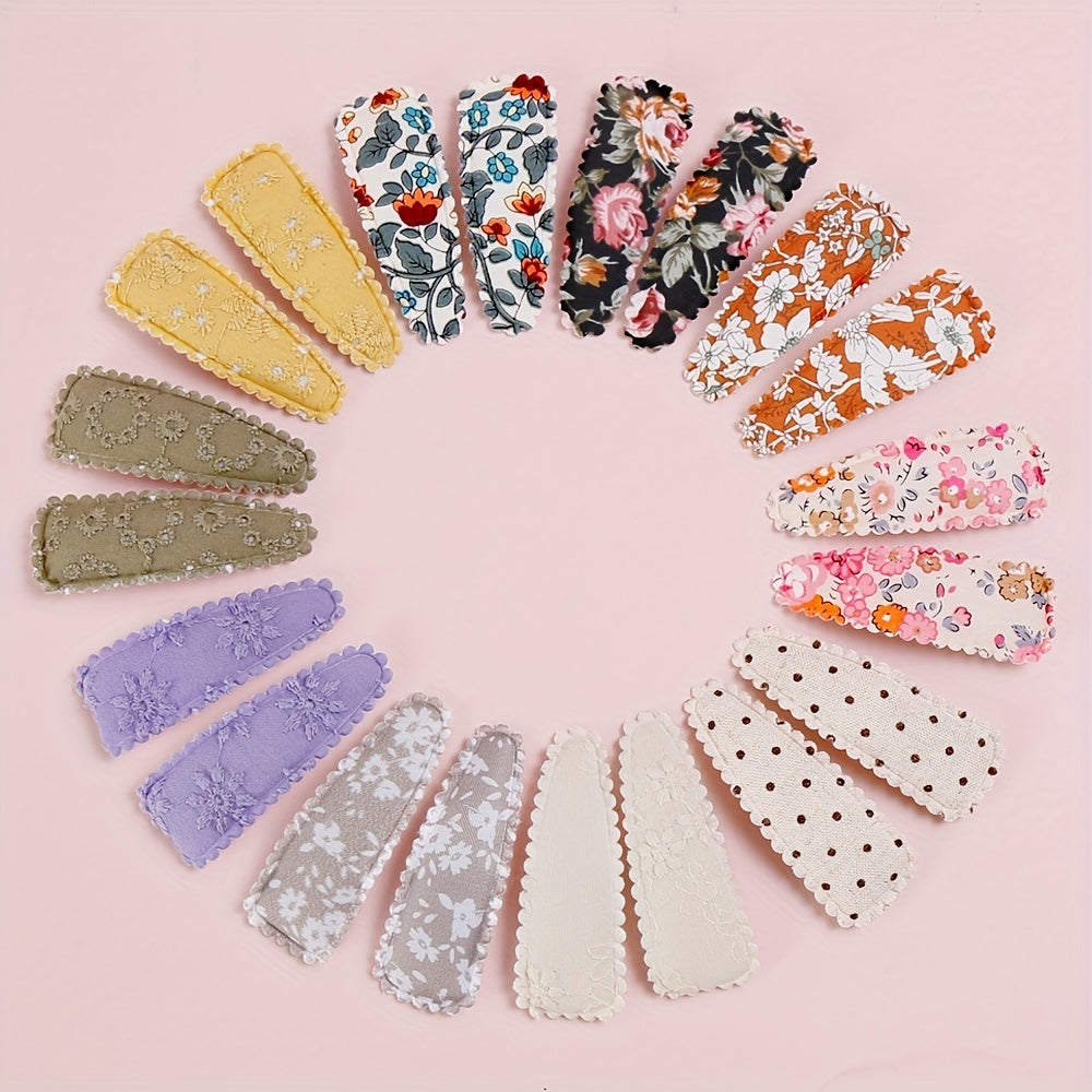 20 Pcs Floral Print Toddler Hair Clips Non Slip Snap Clips Kids Hair Accessories