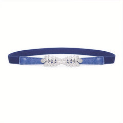 Leaf Buckle Elastic Belt Set For Jeans Dress Shirt