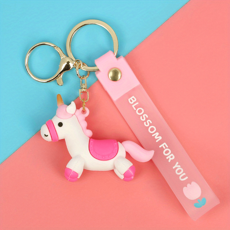 Cartoon Unicorn Pony Keychain Animal Key Ring Purse Handbag Car Charm Gift