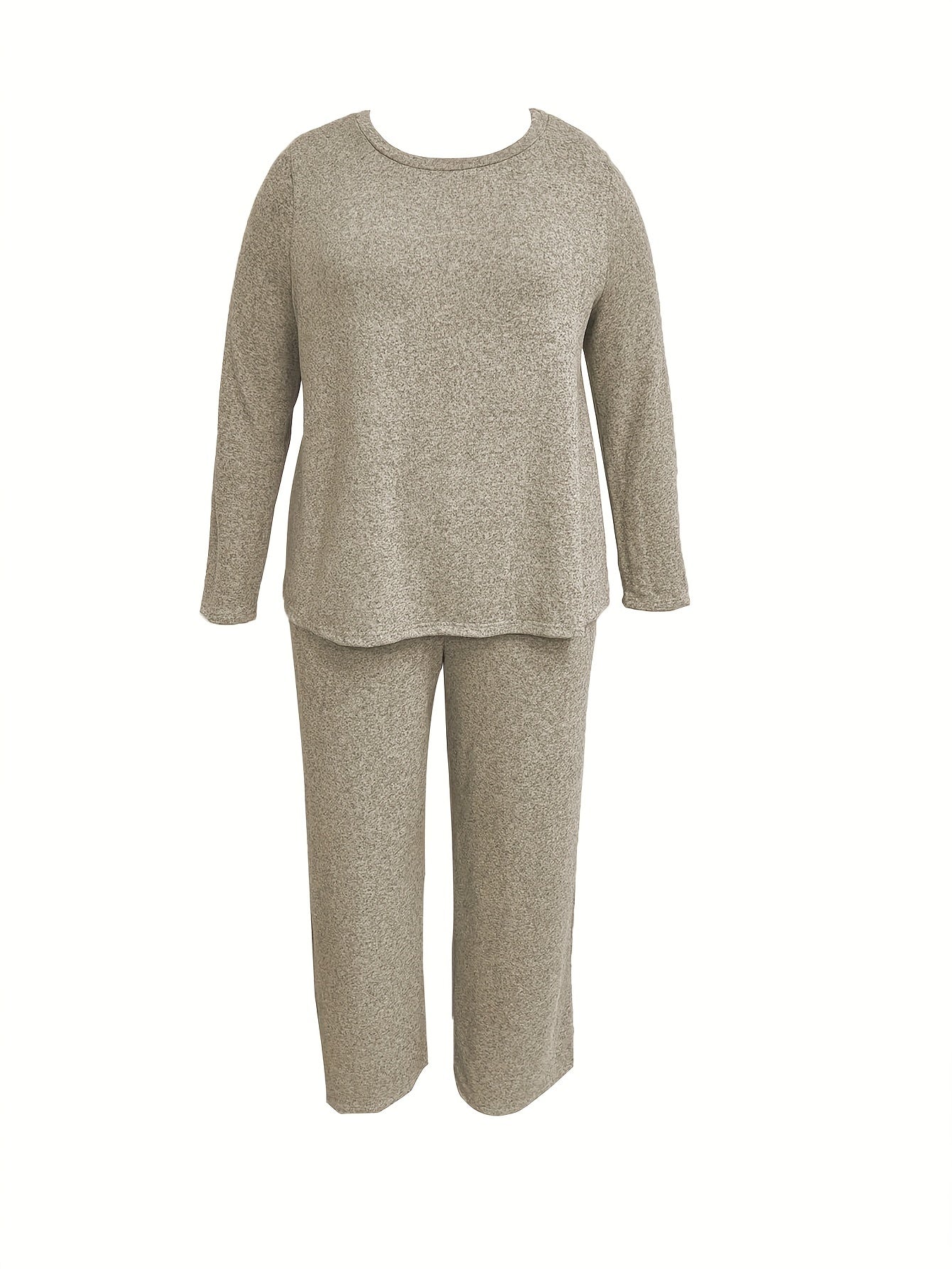  Heathered Round Neck Top & Pants 2 Pc Set