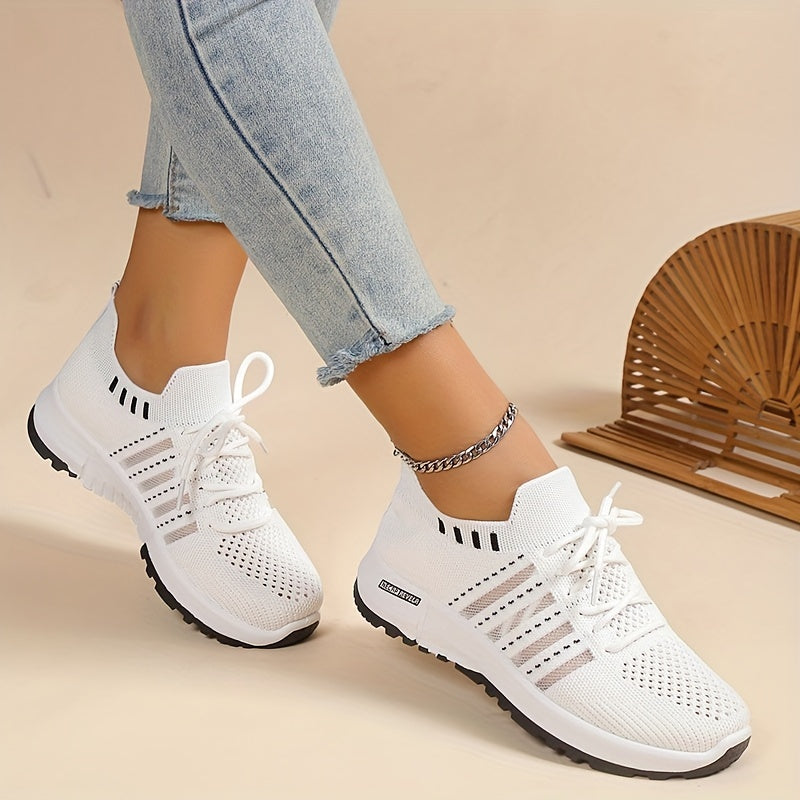 Breathable Lace Up Knitted Casual Sneakers Ultra Light Comfortable Running Sport