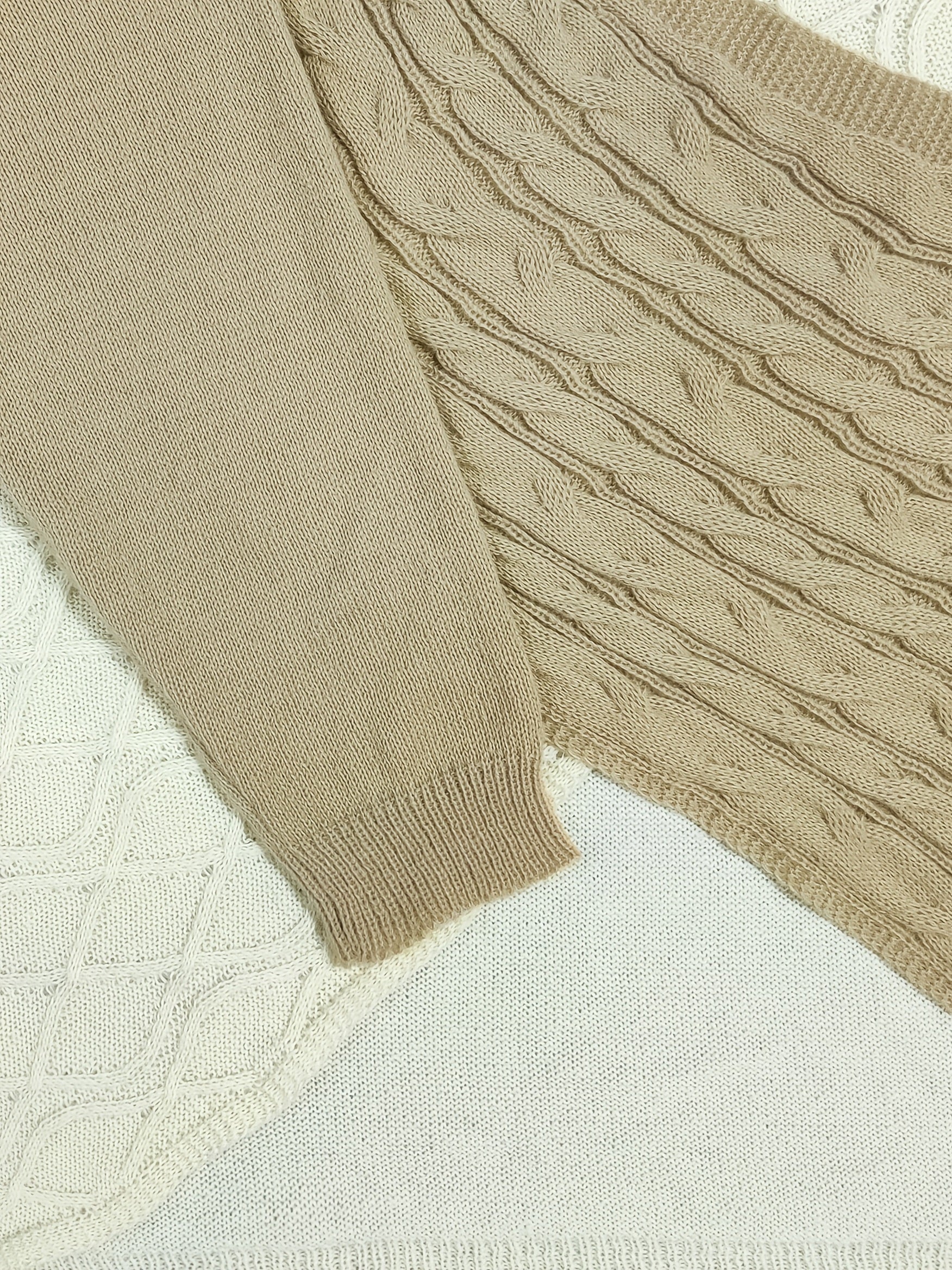  Colorblock Cable Sweater Surplice Neck Jumper