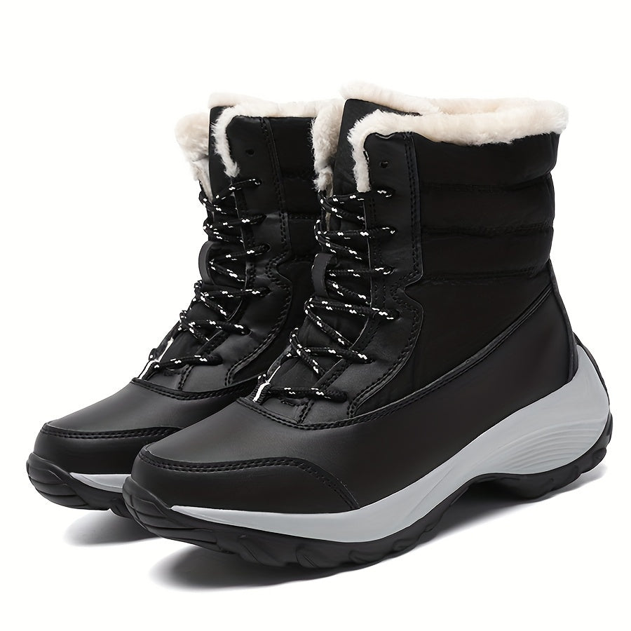 Women's Plush Inner Snow Boots Platform Mid Calf Boots