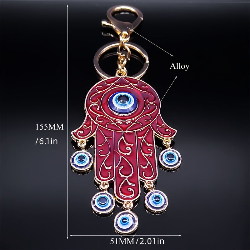 Lucky Eye Hamsa Hand Key Chain Men Evil Eyes Tassel Keyring Bag Accessory