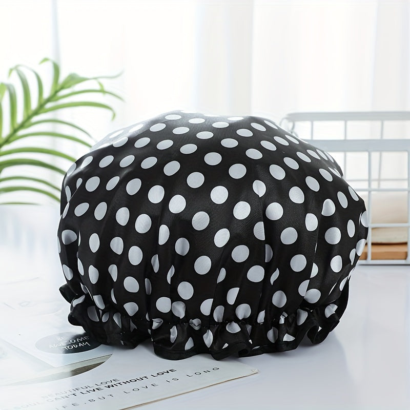 4pcs Double Layer Shower Caps Waterproof Band Stylish Hair Bonnets