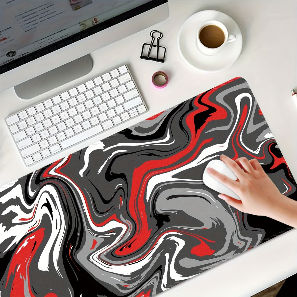 Large Gray Red Gaming Mouse Pad Non-slip Rubber Material Washable
