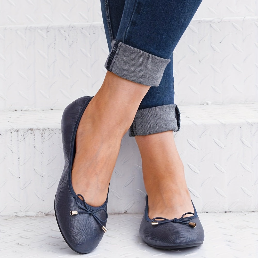 Women's Bow Decor Ballet Flats Slip On Anti-slip Shoes