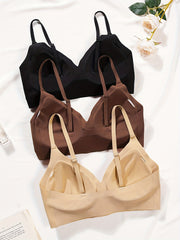 3pcs Seamless Wireless Push Up Bra Comfy & Breathable Lingerie