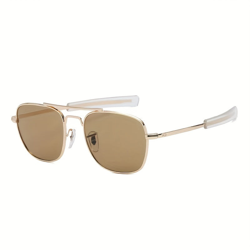 Men's Metal Frame Sunglasses with Tempered Glass Lenses