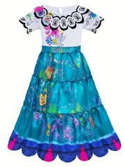 Girl's Graffiti Pattern Short Sleeve Dress Halloween Costume