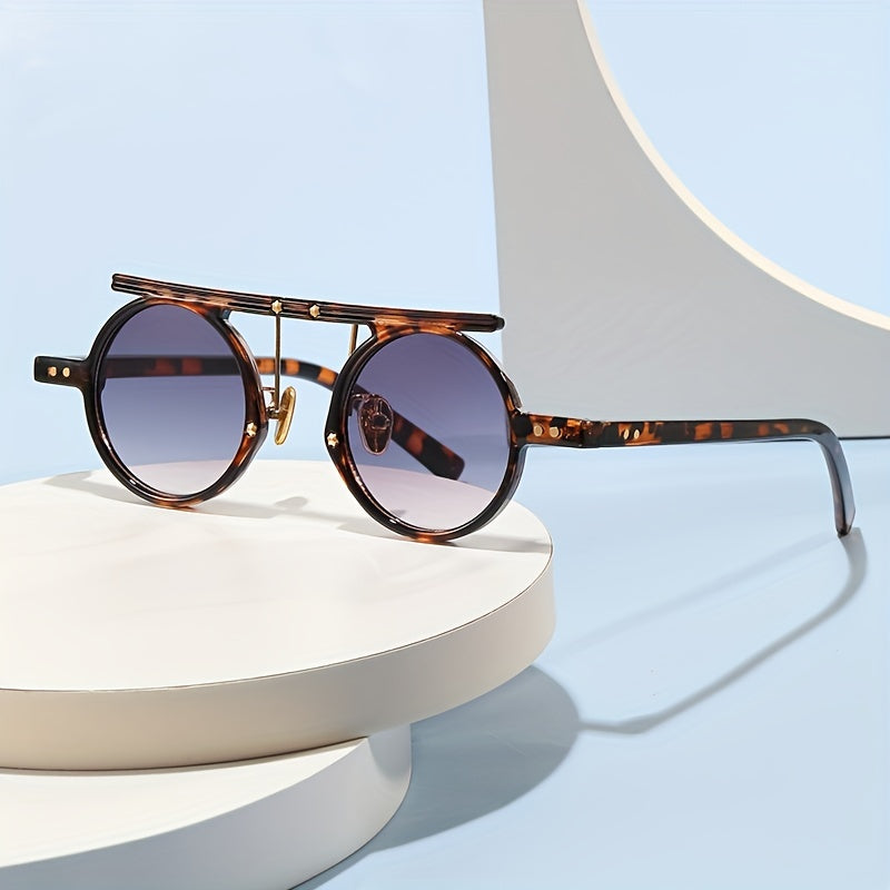 Round Sunglasses Retro Punk Rivet Beach Party Club UV400