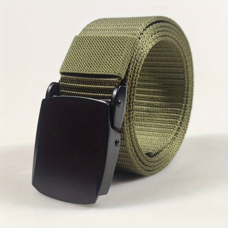 Men's Outdoor Canvas Belt with Zinc Alloy Automatic Buckle