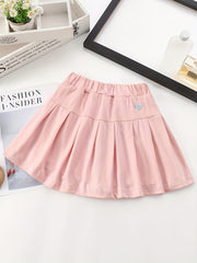 Pleated Active Skate Skort With Heart Embroidery for Girls