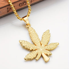 Men's Maple Leaf Pendant Necklace Long Ladies Sweater Chain