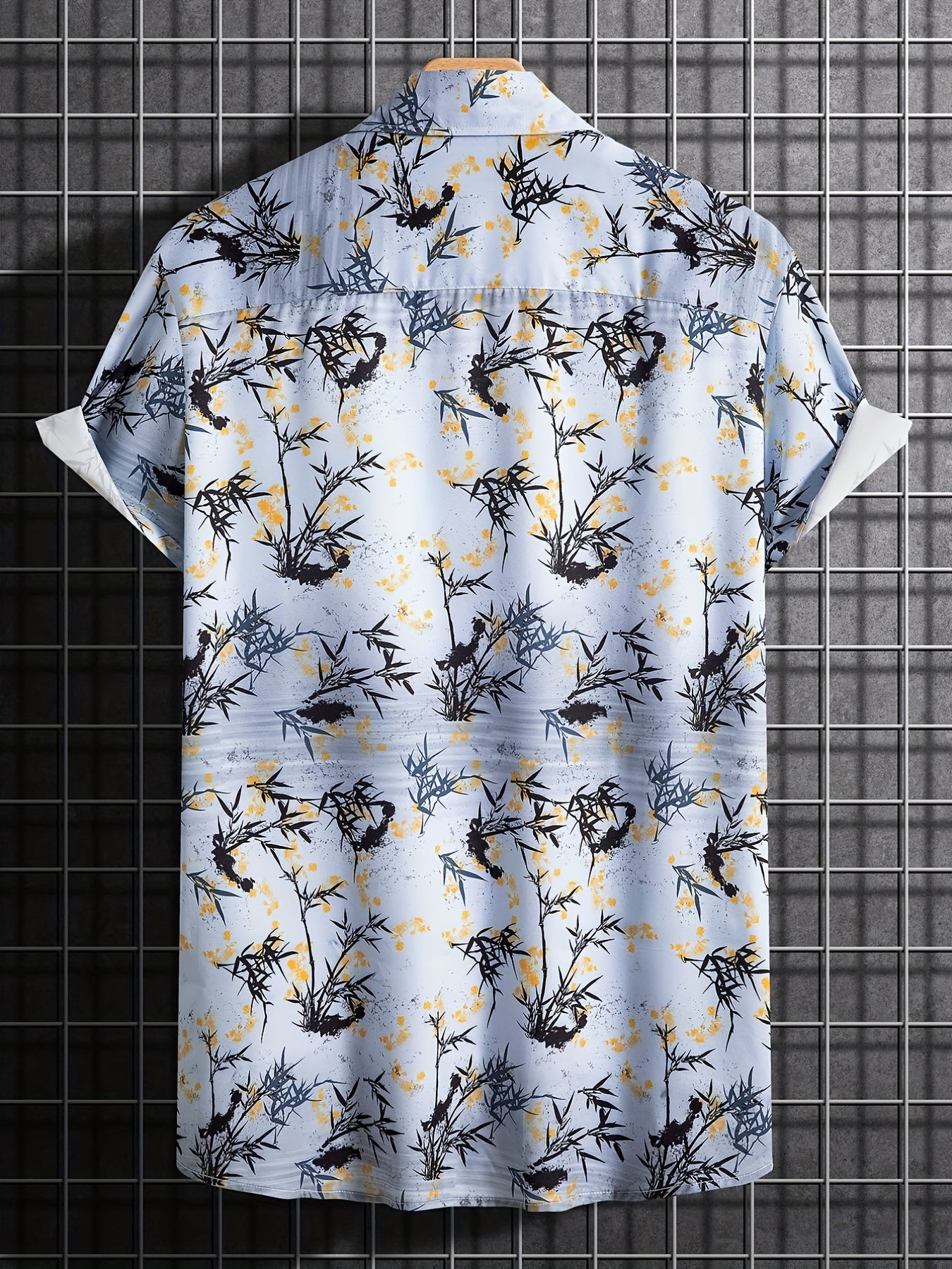 Bamboo Pattern Short Sleeve Hawaiian Shirt for Vacation