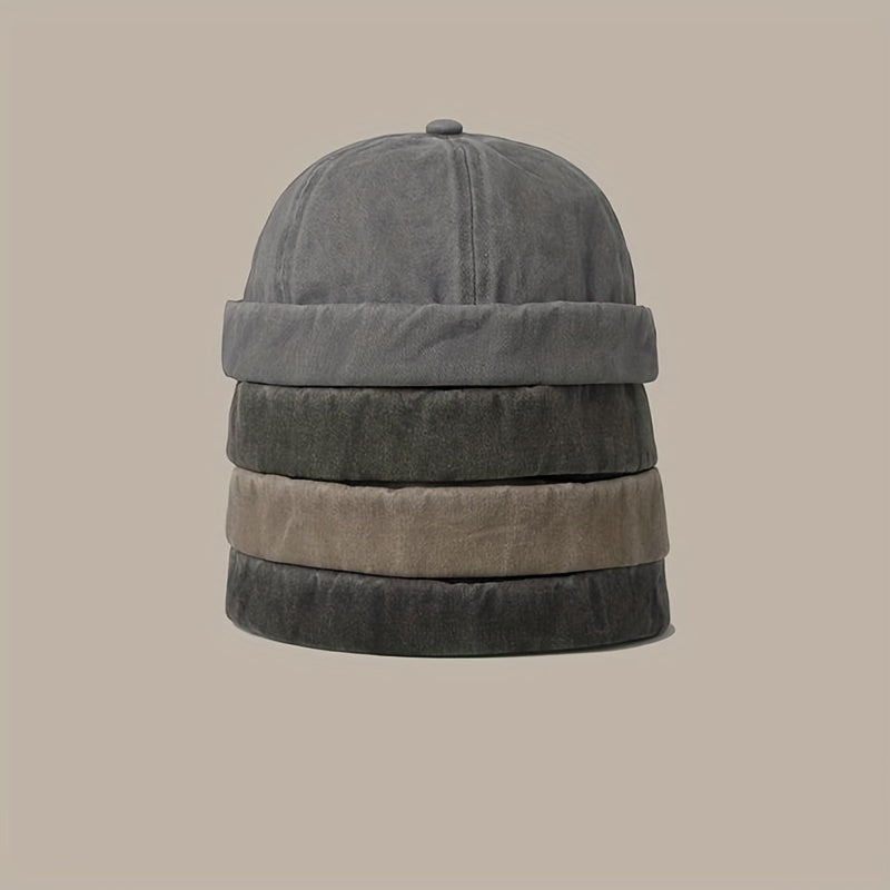 Retro Cotton Brimless Hat with Adjustable Cuff