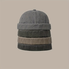 Retro Cotton Brimless Hat with Adjustable Cuff