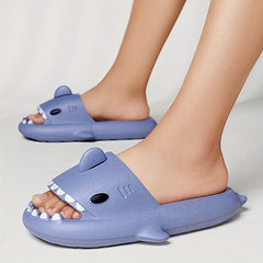 Women's Solid Cloud Shark Slides Soft Open Toe Non Slip Quick Drying Slides