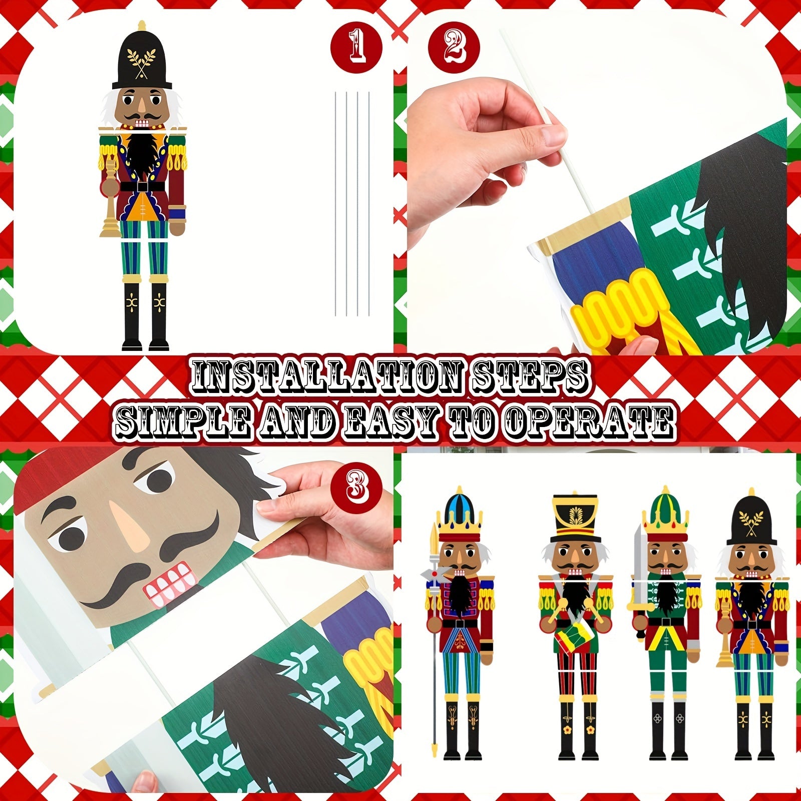 4PCS Christmas Nutcracker Yard Sign Outdoor Decoration