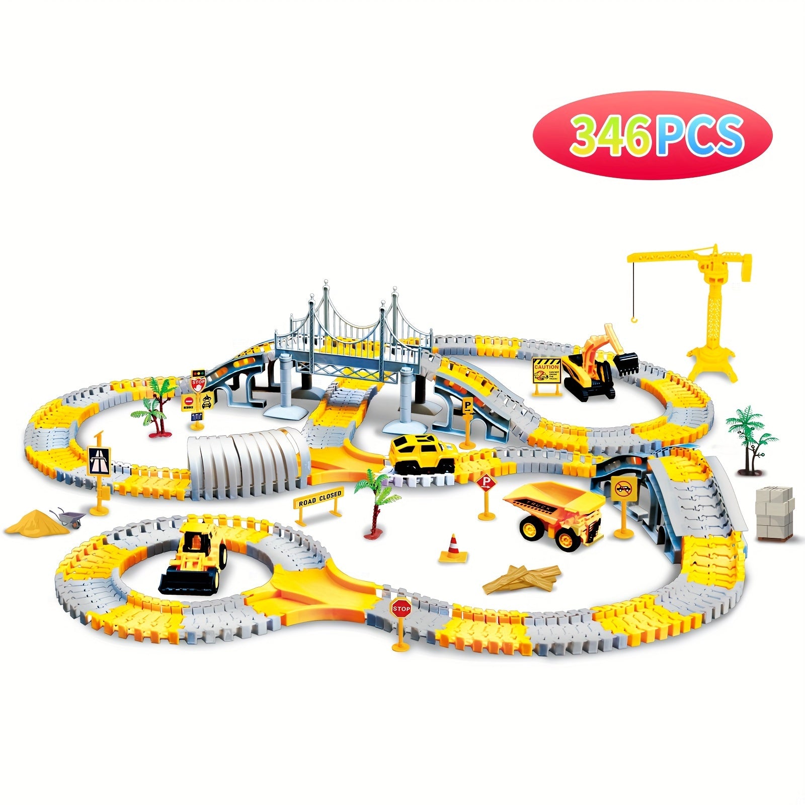 346pcs City Rail Engineering Vehicles DIY Construction Vehicle Set Toys