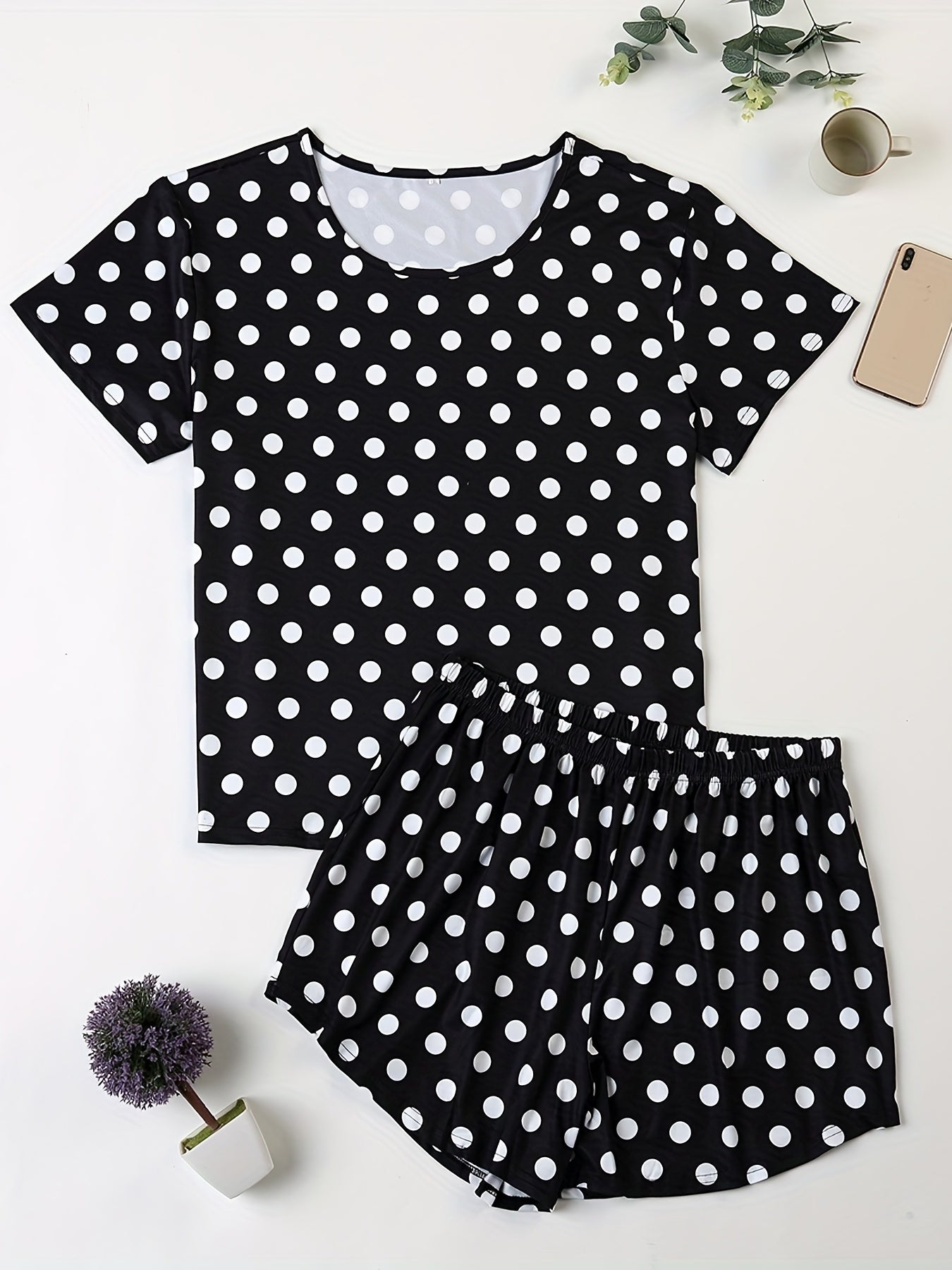  Polka Dot Tee & Shorts Pajama Set