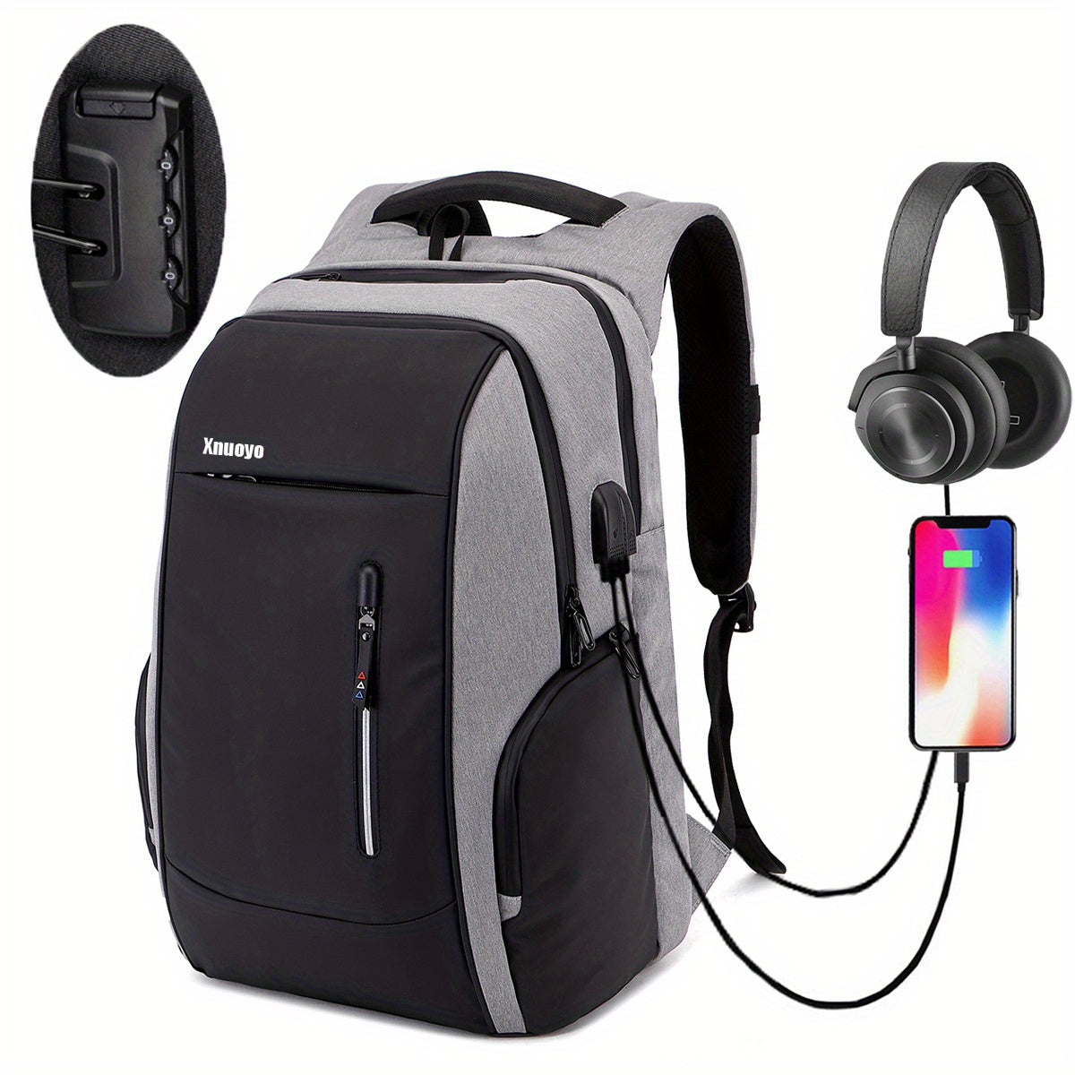 Casual Backpack with USB Charging Port Computer Bag