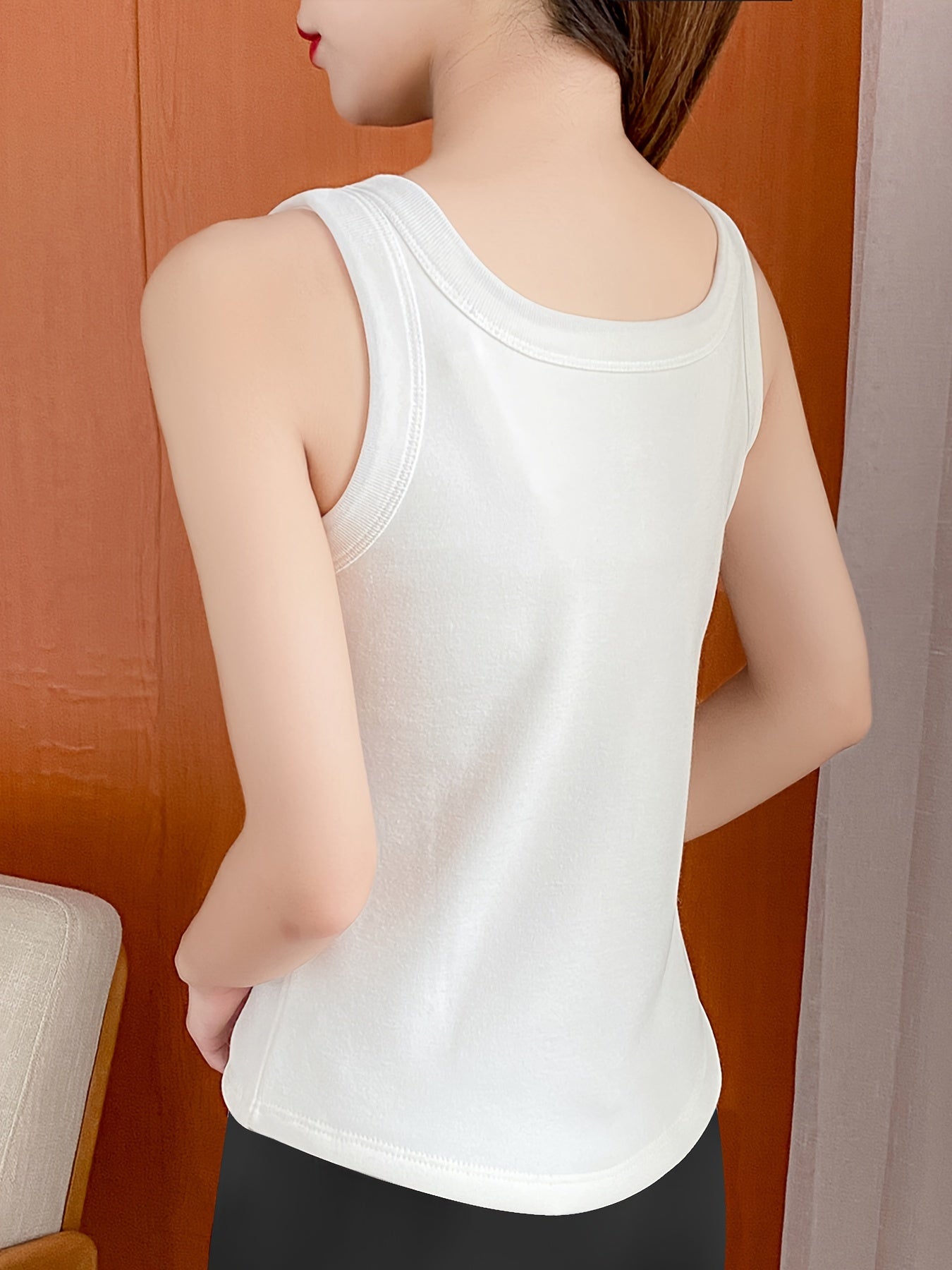 Soft Thermal Plush Top Square Neck Sleeveless Women's Lingerie