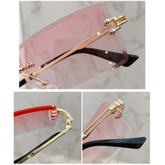 Rectangular Sunglasses for Men Frameless Cut Edge Retro Y2K Party
