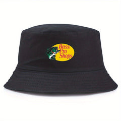 Fish Embroidery Sunshade Bucket Hat Outdoor Fishing