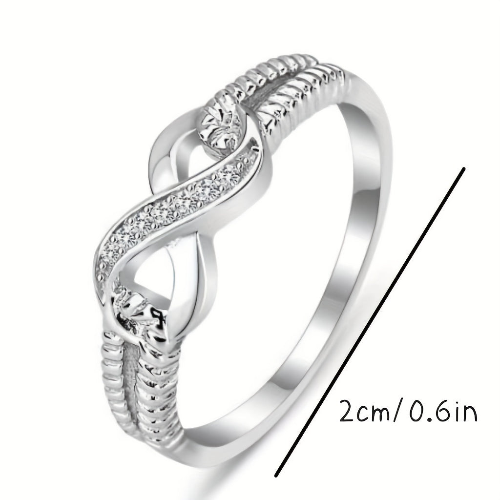 Infinity Symbol Platinum Rhinestone Ring
