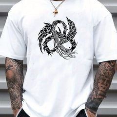 Dragon Loong Print Men's Graphic Crew Neck T shirt Casual Comfy Tees Tshirts