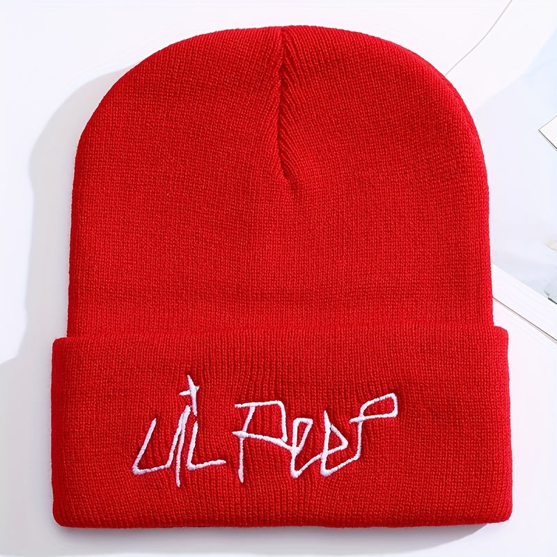Lil Peep Beanie Hat Letter Embroidery Knitted Hat Hip Hop Cold Hat
