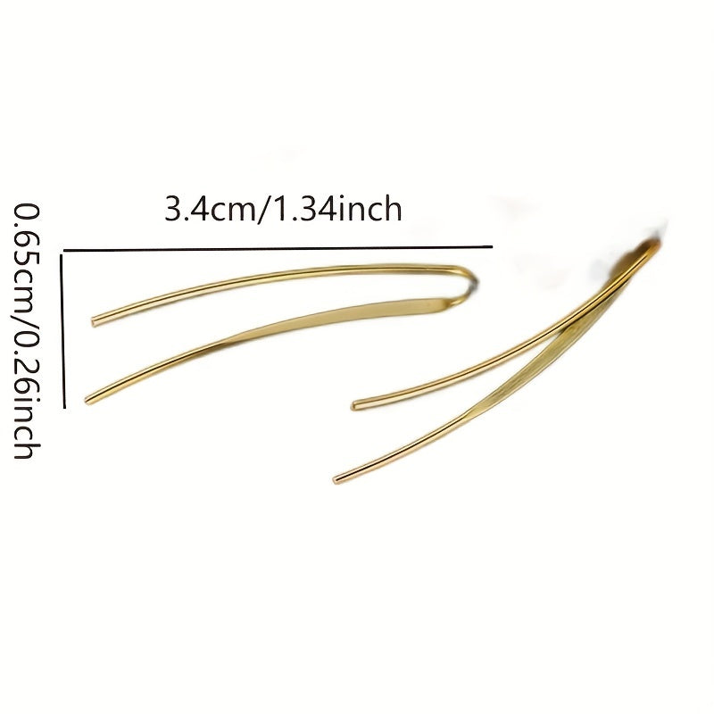 Golden U Shape Clip On Earrings Japanese Style Jewelry