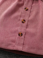 Girl's 3pcs Corduroy Heart Top & Beret & Skirt Set for Spring Fall