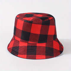 Chessboard Pattern Reversible Bucket Hat Unisex Fisherman Cap