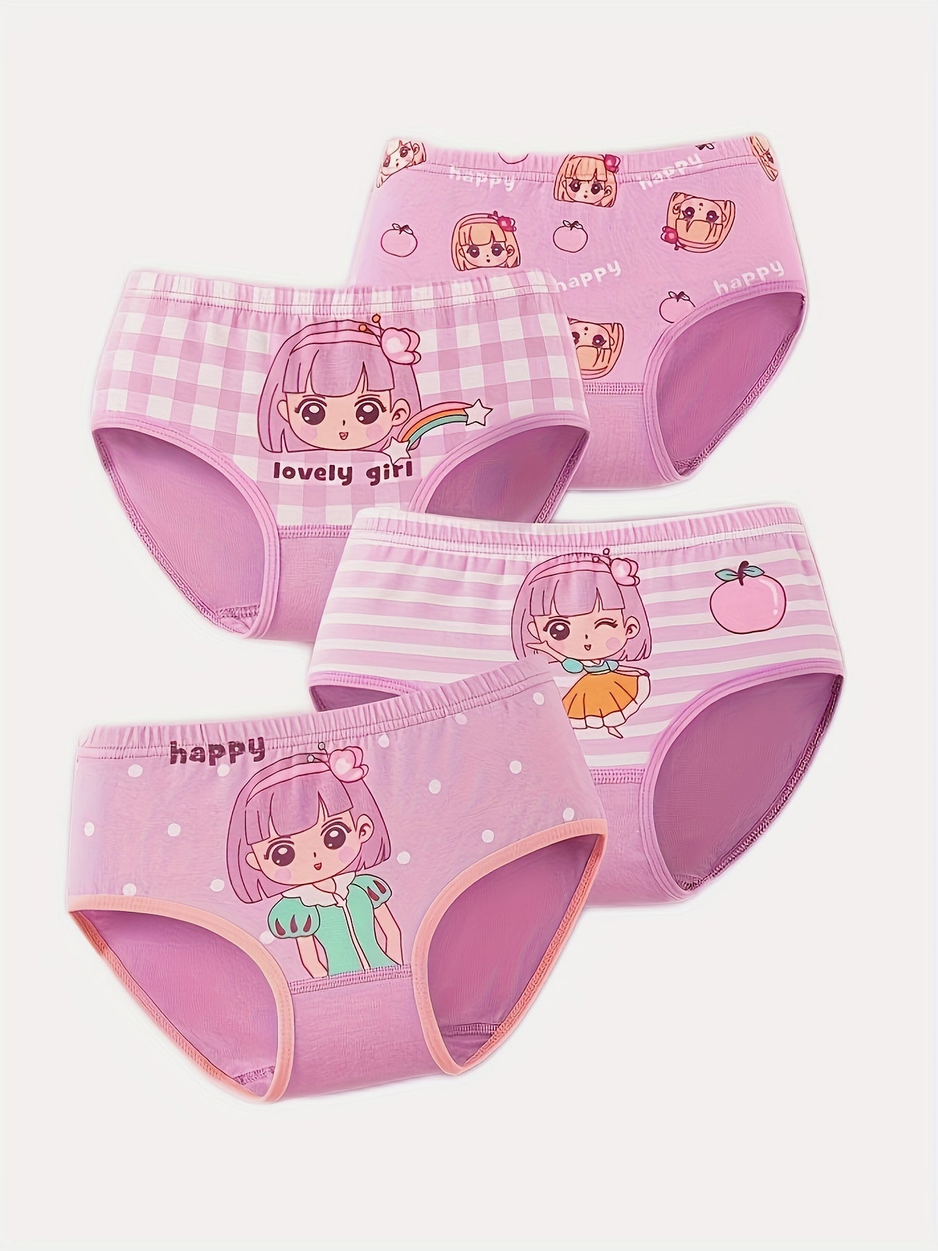 4pcs Kid's Cotton Comfy Panties Girl's Cartoon Princess Underwear Briefs
