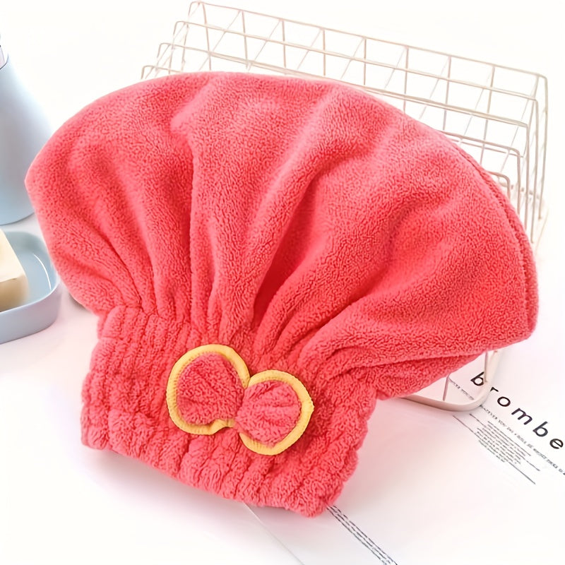 Quick-Drying Small Bow Hair Cap Strong Absorbent Shower Cap