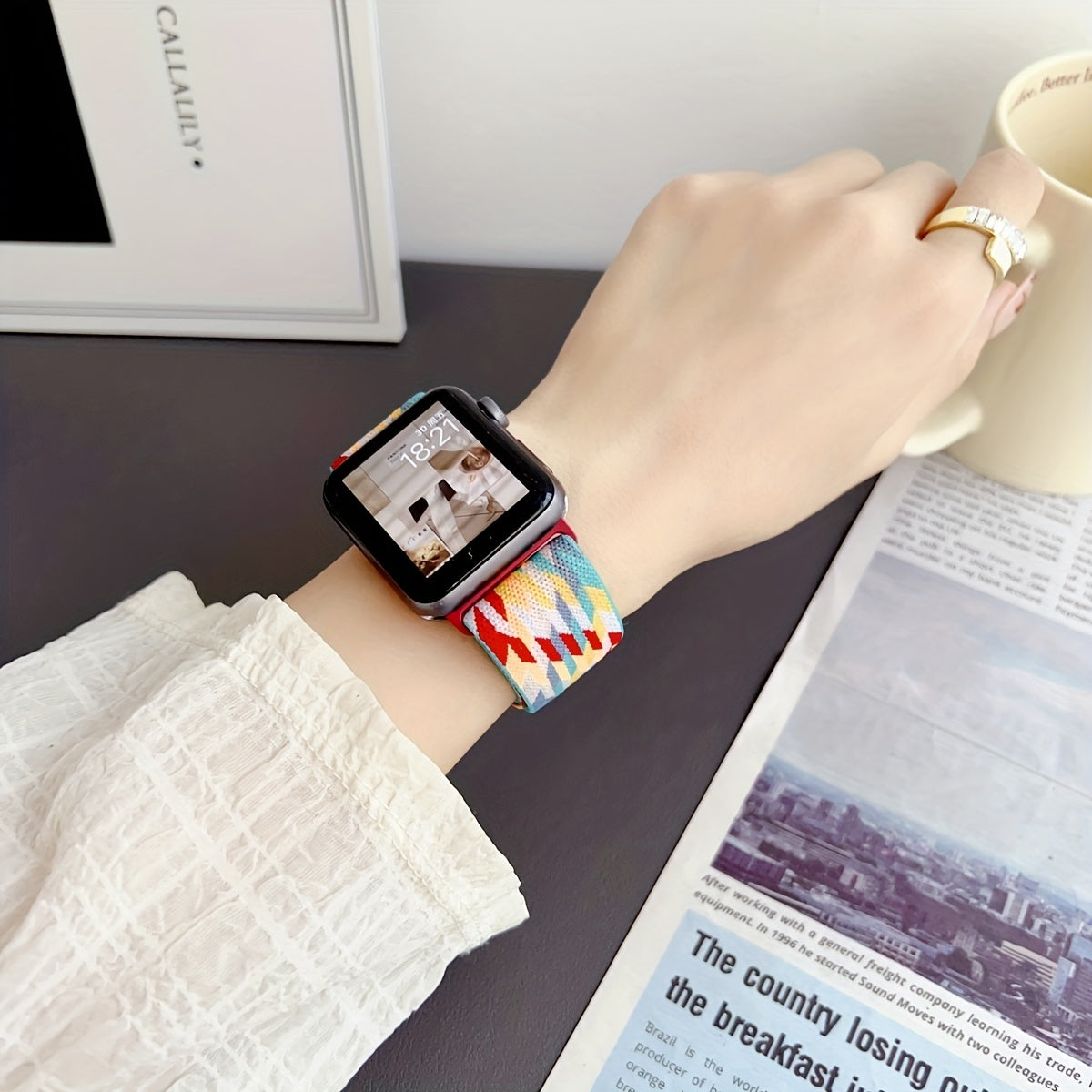 Rainbow Nylon Elastic Smart Watch Strap for Smart Watch