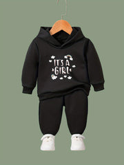 2pcs Rainbow Print Outfits Girls Hoodies Jogger Pants Set For Girls Sports