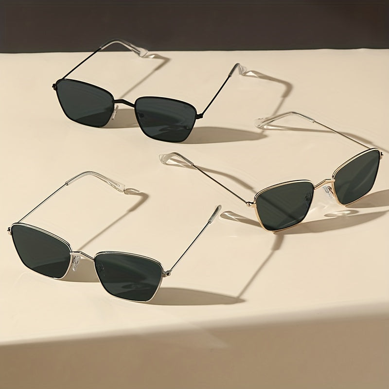 Square Metal Sunglasses UV400 Anti Glare for Men Women