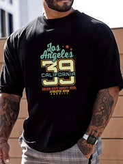 Classic Retro Letter And Number Print Men's Graphic Crew Neck T shirt