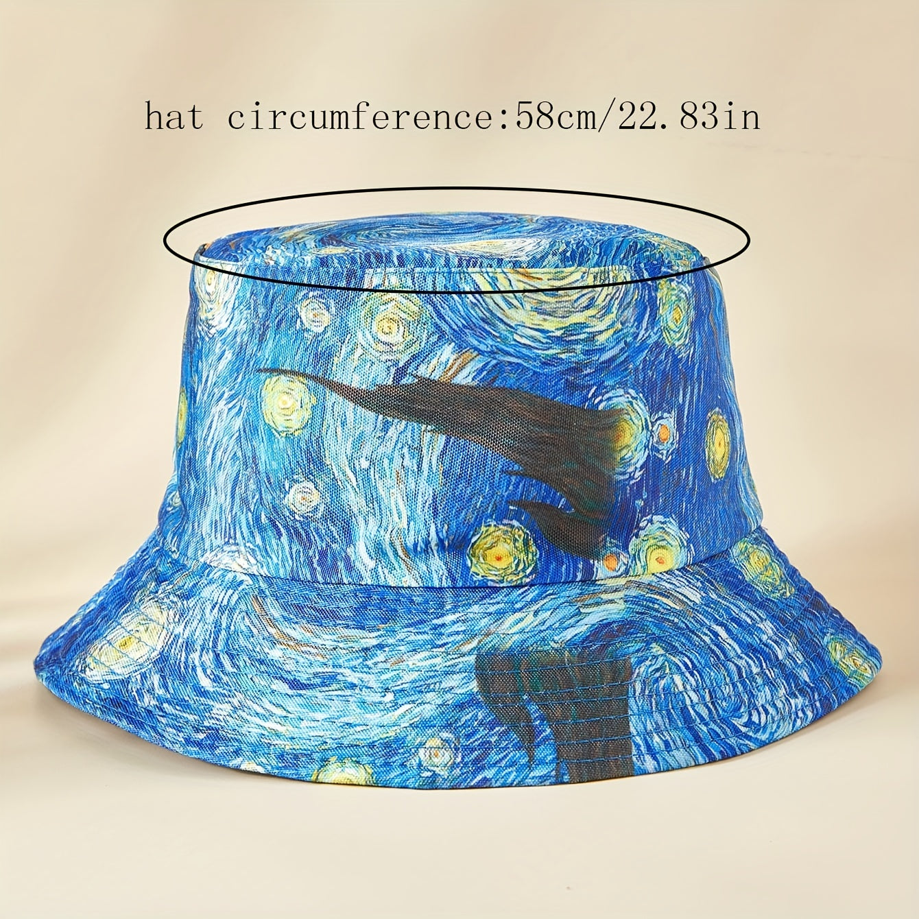 Oil Painting Print Bucket Hat Reversible Lightweight Basin Hat Summer Sunscreen