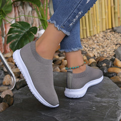 Dark Grey Stretch Woven Sports Shoes Women's Footwear