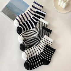6 Pairs Striped Crew Socks for Women