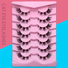 7 Pairs Cat Eye Lashes Faux Mink Wispy False Eyelashes Makeup