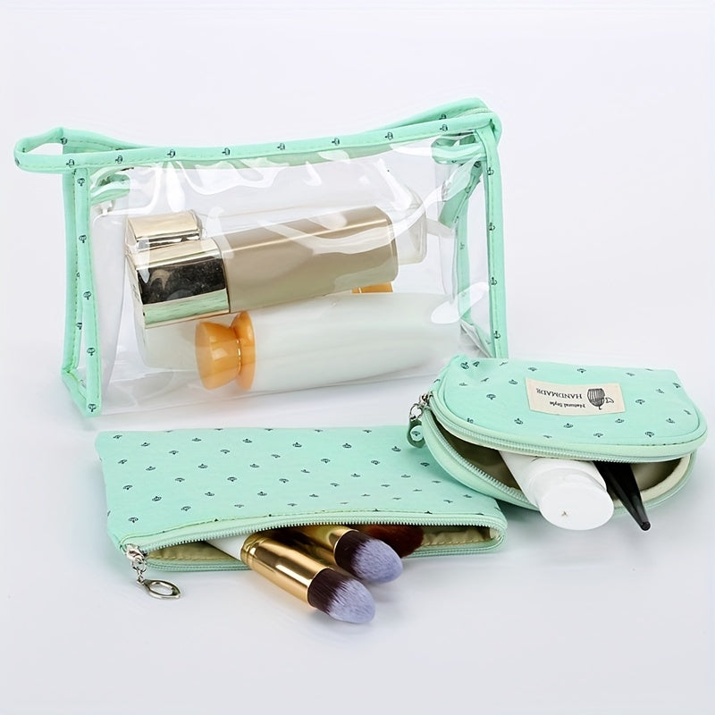 3pcs Transparent Cosmetic Bag PVC Waterproof Makeup Bag Organizer