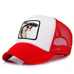 Unisex Sunshade Baseball Cap with Snake Embroidery