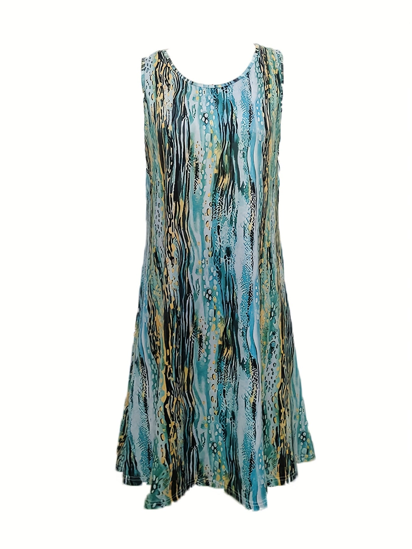  Casual Dress Women's Plus Allover Print Round Neck Medium Stretch Tank