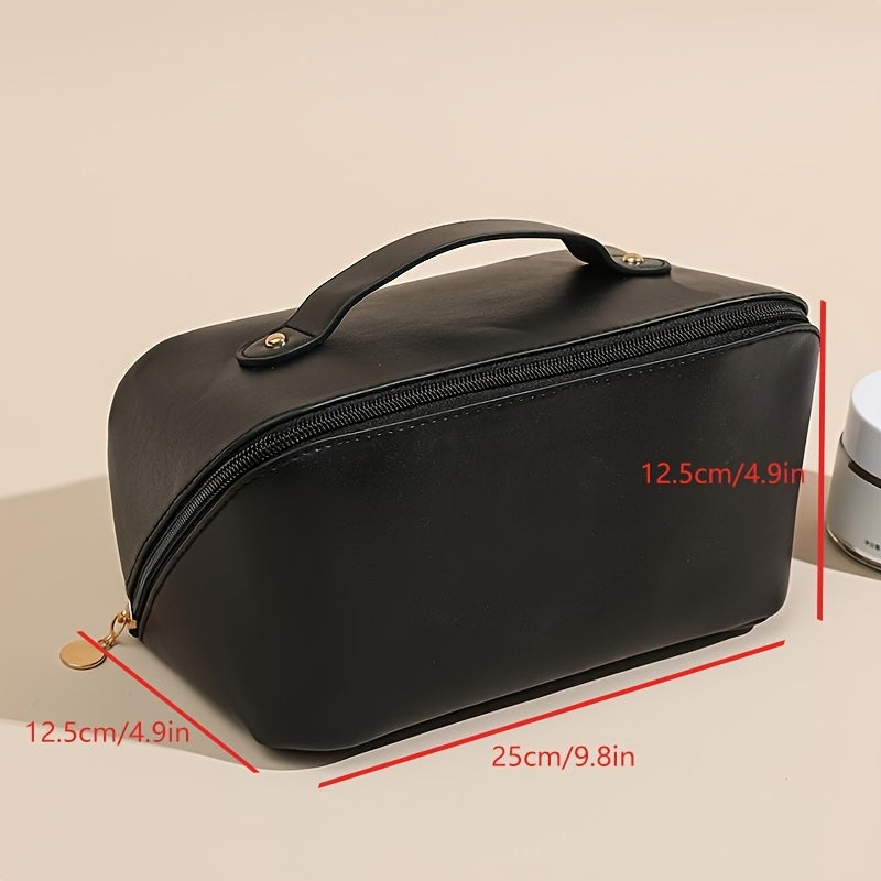 Large Capacity Portable Faux Leather Cosmetic Bag