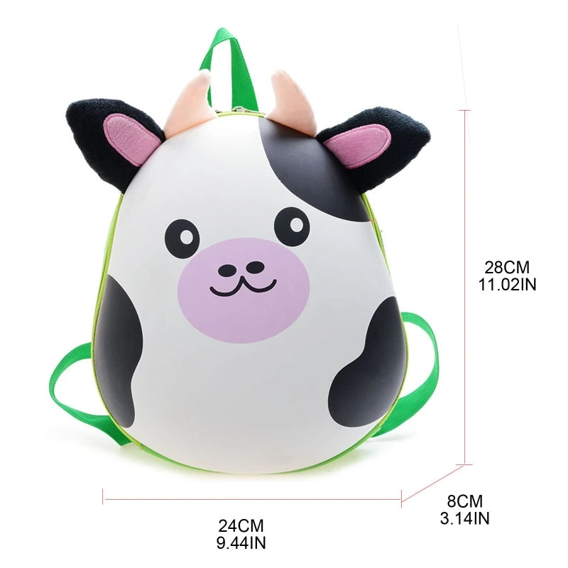 3D Animal Kids Backpack Adjustable Shoulder Strap Double Zipper Bag